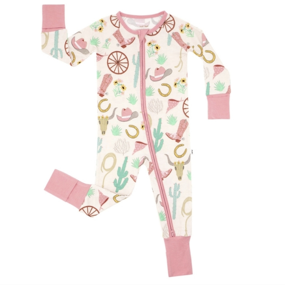 Little Sleepies Ready To Rodeo Pink Zippy NEW NWT NIB 3T